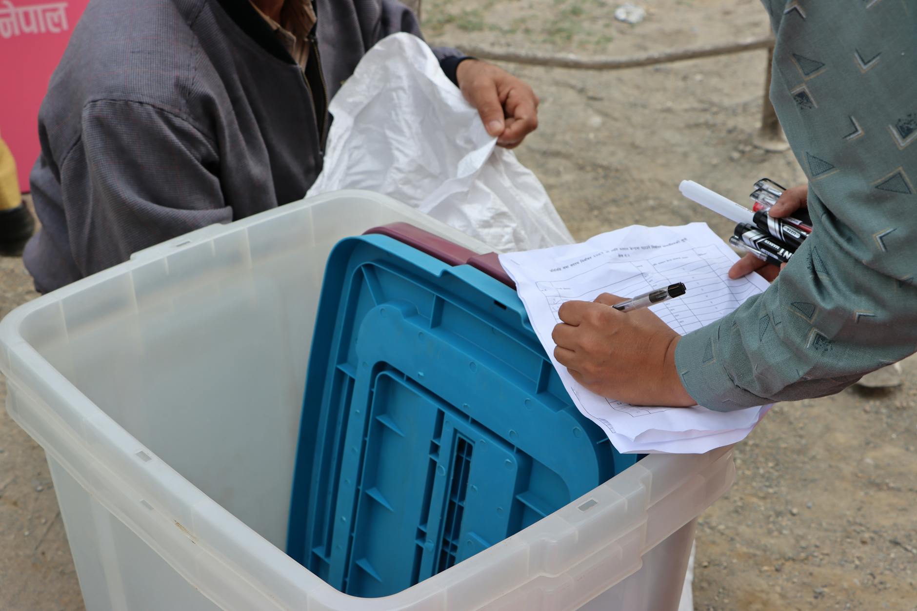 Voters at a polling station